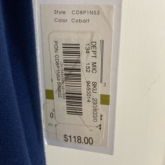 NWT Calvin Klein Navy Blue Shift Dess, Cowl Neck & Side Pockets, Size 14 - Picture 5 of 12